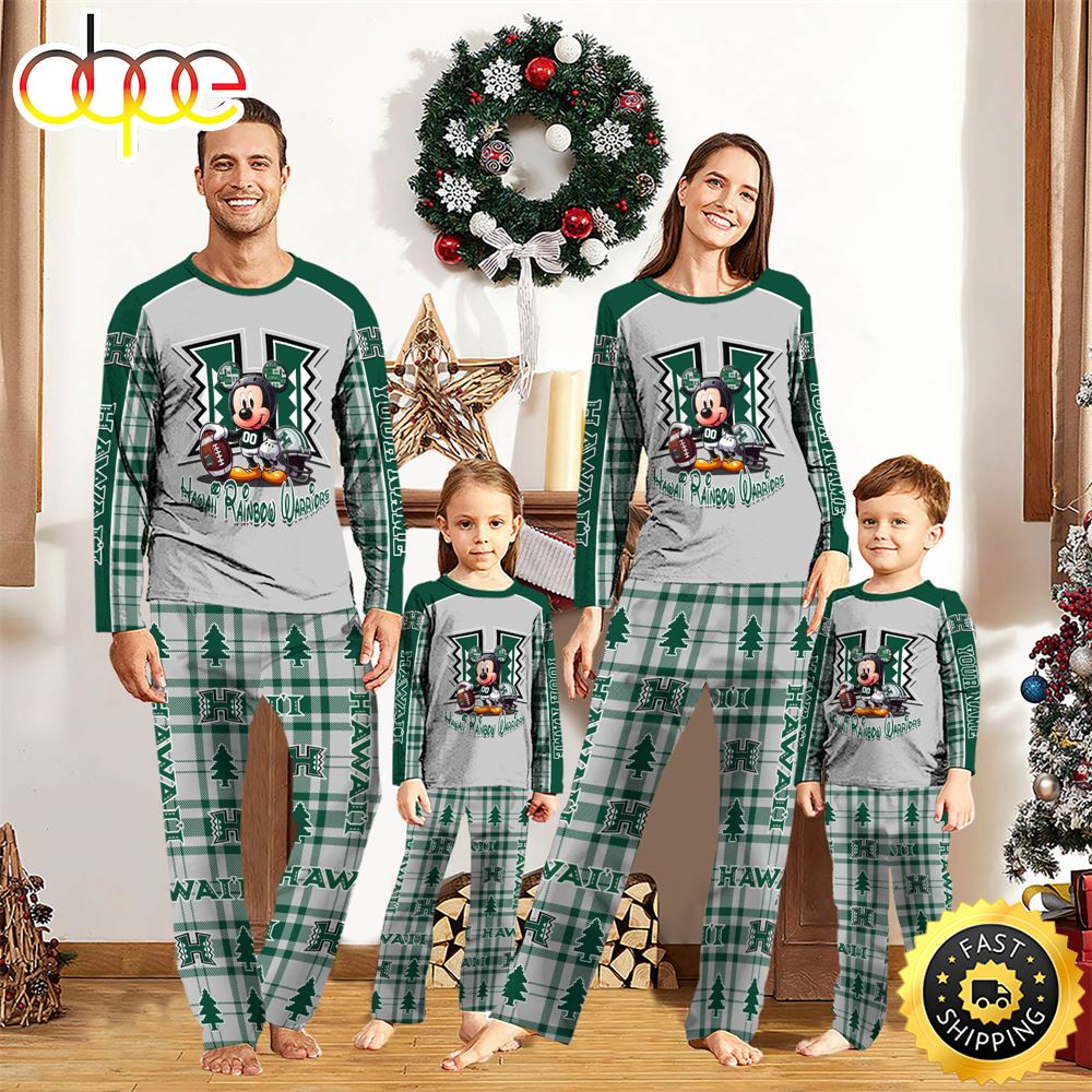 NCAA Mickey Mouse Hawaii Rainbow Warriors Pajamas Personalized Your Name xy6bjj