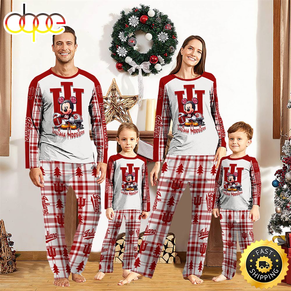 NCAA Mickey Mouse Indiana Hoosiers Pajamas Personalized Your Name myn27a