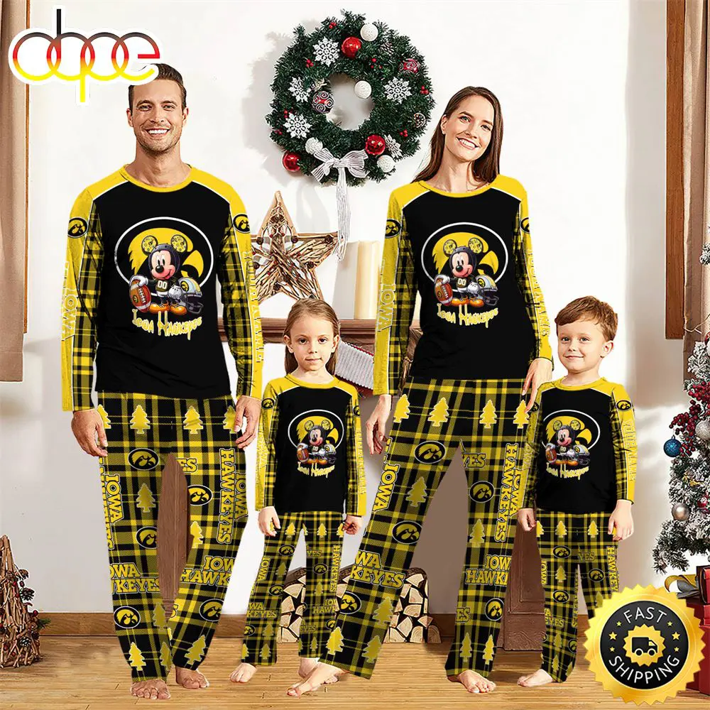 NCAA Mickey Mouse Iowa Hawkeyes Pajamas Personalized Your Name b3kpod