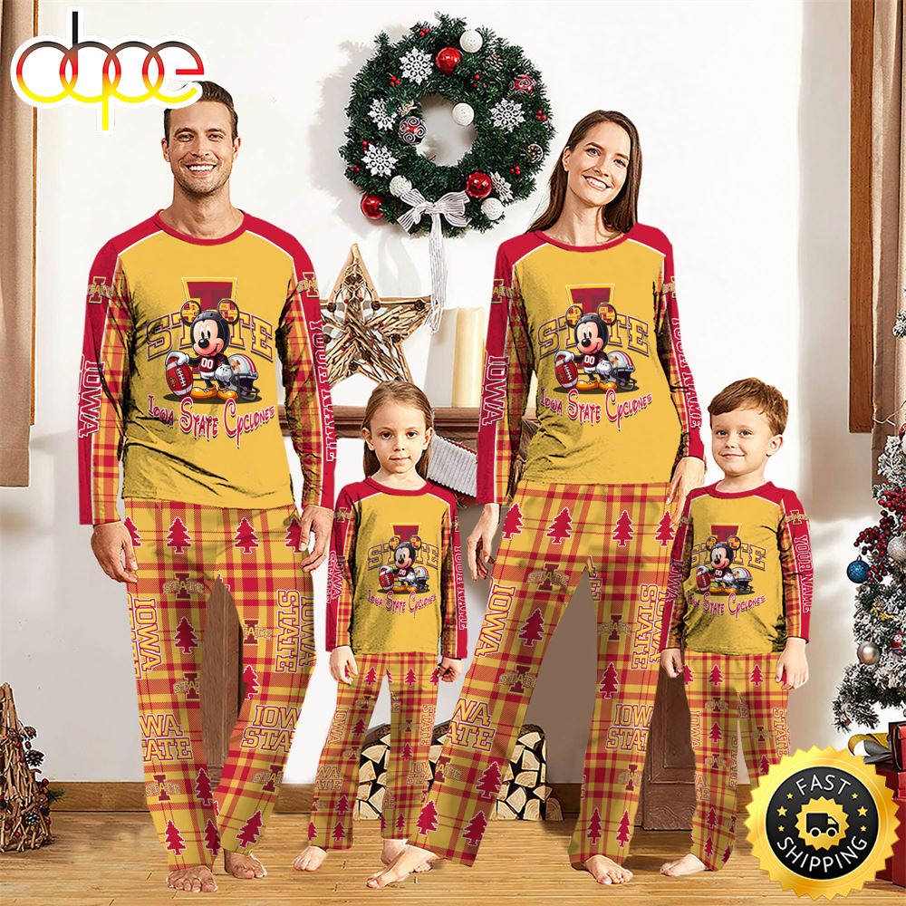 NCAA Mickey Mouse Iowa State Cyclones Pajamas Personalized Your Name sv7ii5