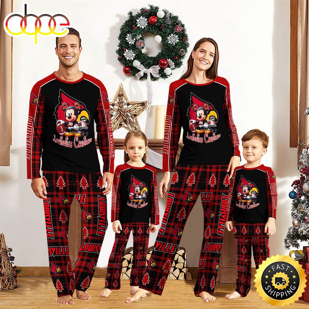 NCAA Mickey Mouse Louisville Cardinals Pajamas Personalized Your Name lp9yol