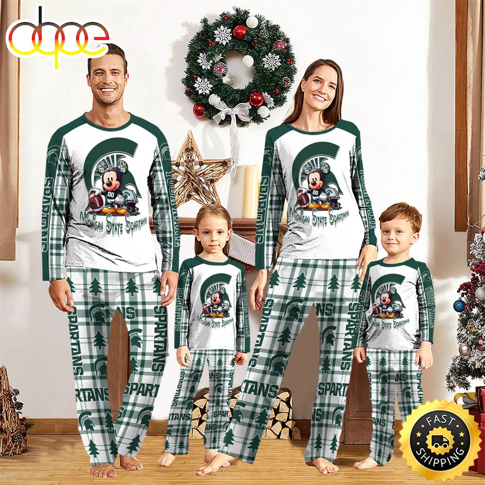NCAA Mickey Mouse Michigan State Spartans Pajamas Personalized Your Name ktacmt