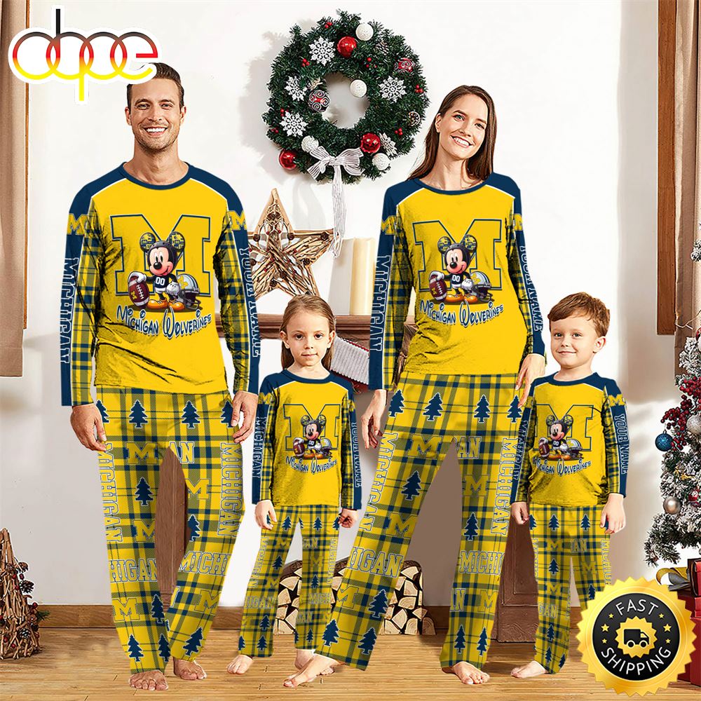 NCAA Mickey Mouse Michigan Wolverines Pajamas Personalized Your Name jebwuv