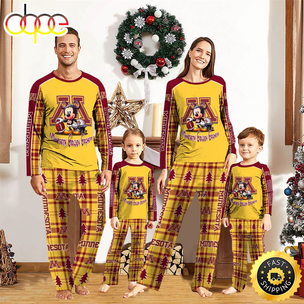 NCAA Mickey Mouse Minnesota Golden Gophers Pajamas Personalized Your Name ccgi8o
