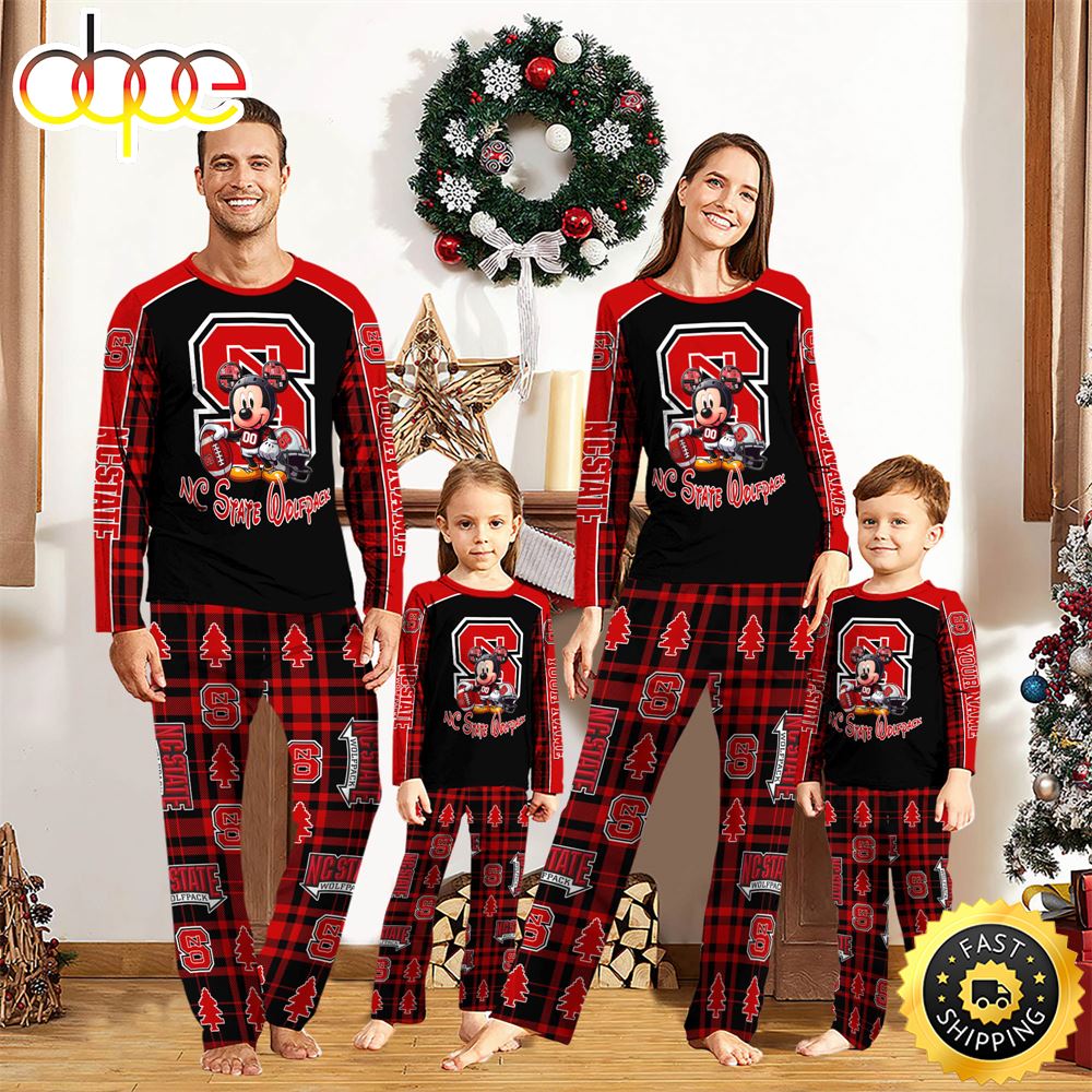 NCAA Mickey Mouse NC State Wolfpack Pajamas Personalized Your Name atash6