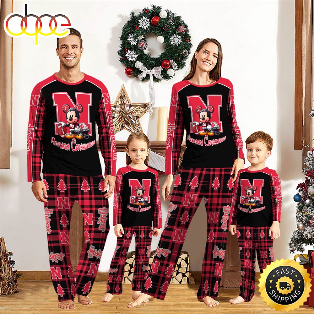 NCAA Mickey Mouse Nebraska Cornhuskers Pajamas Personalized Your Name ikurso