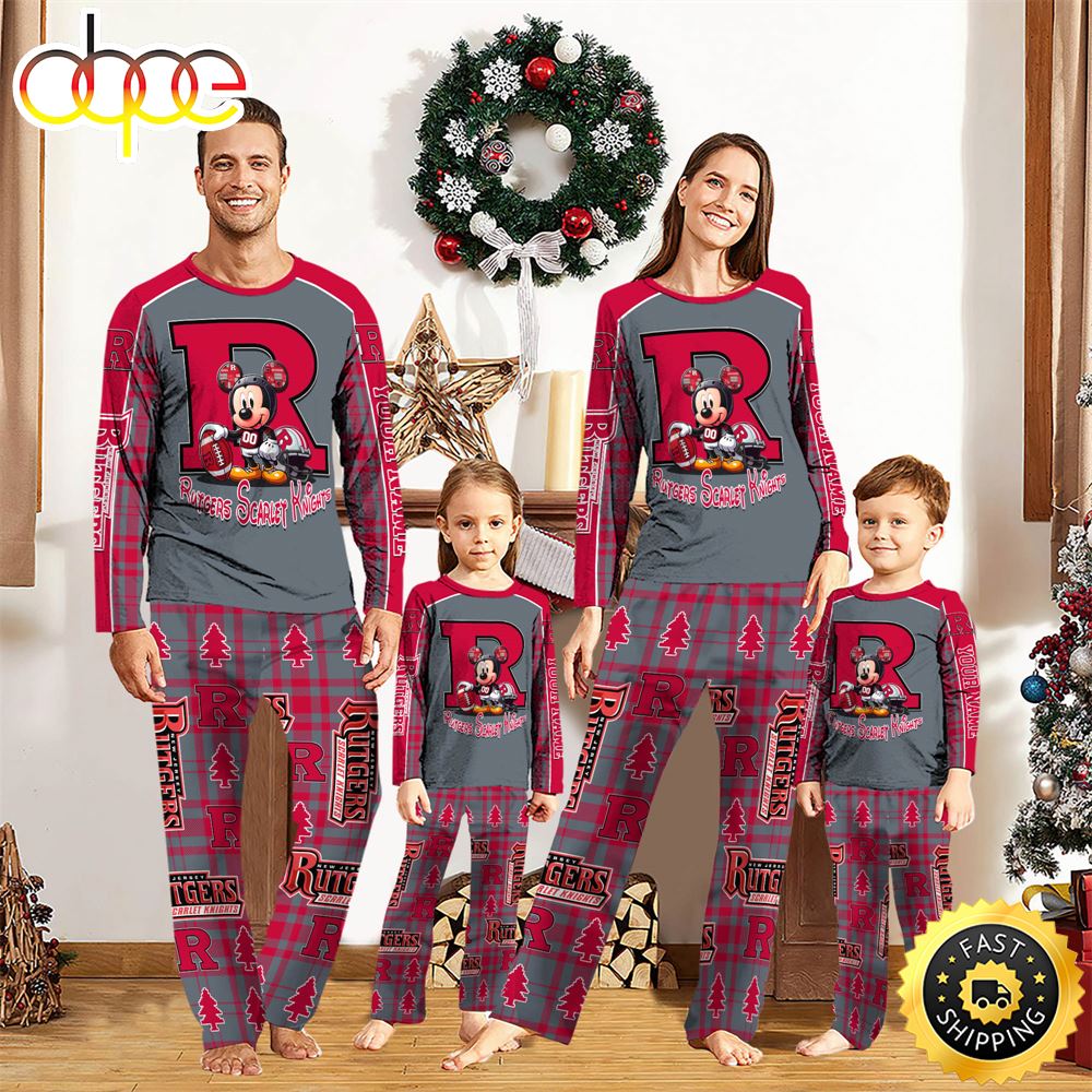 NCAA Mickey Mouse Rutgers Scarlet Knights Pajamas Personalized Your Name wixibi