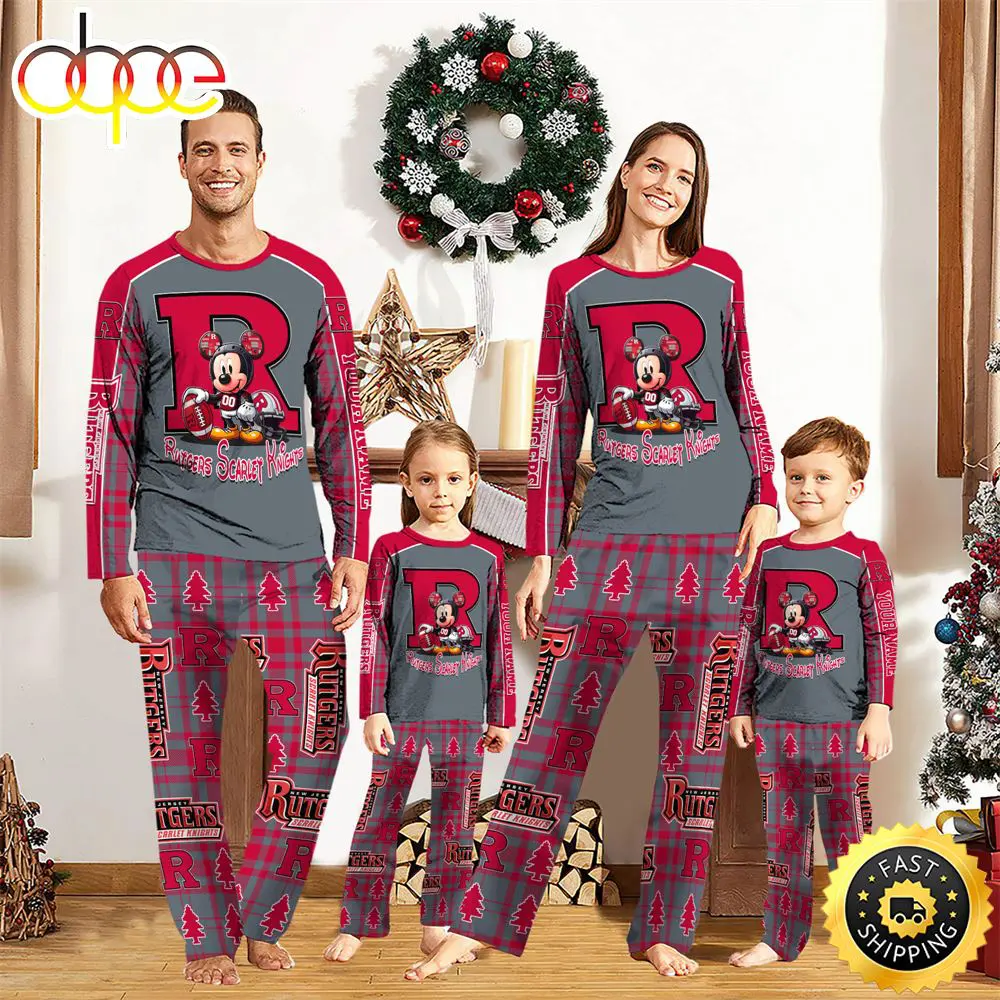 NCAA Mickey Mouse Rutgers Scarlet Knights Pajamas Personalized Your Name wixibi