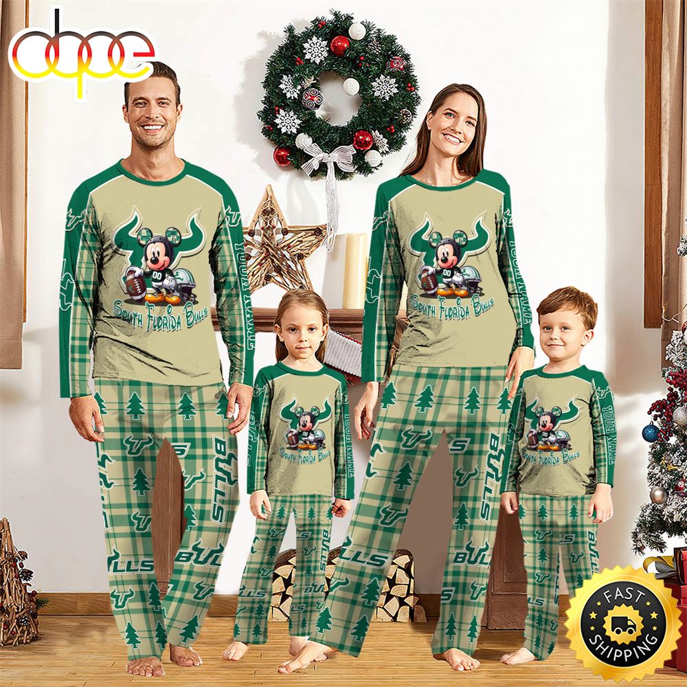 NCAA Mickey Mouse South Florida Bulls Pajamas Personalized Your Name m7tthu