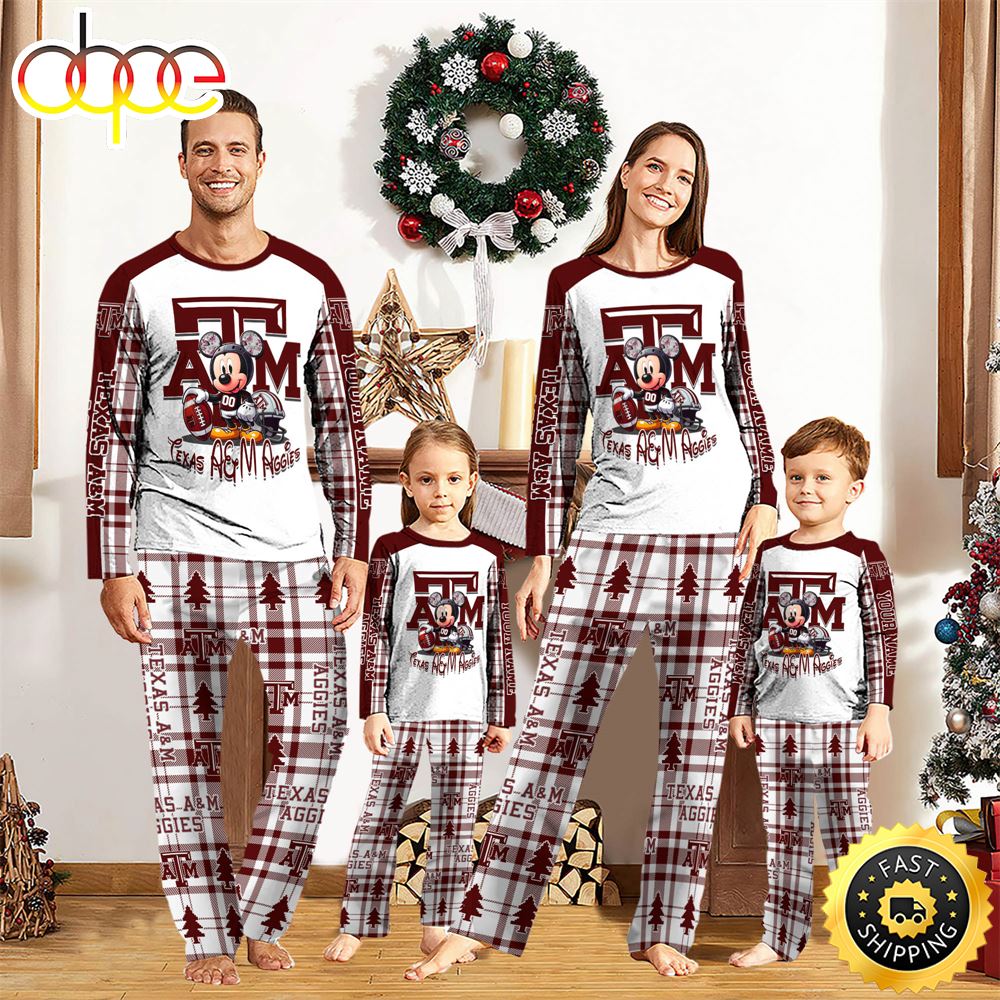 NCAA Mickey Mouse Texas A M Aggies Pajamas Personalized Your Name em9lhb