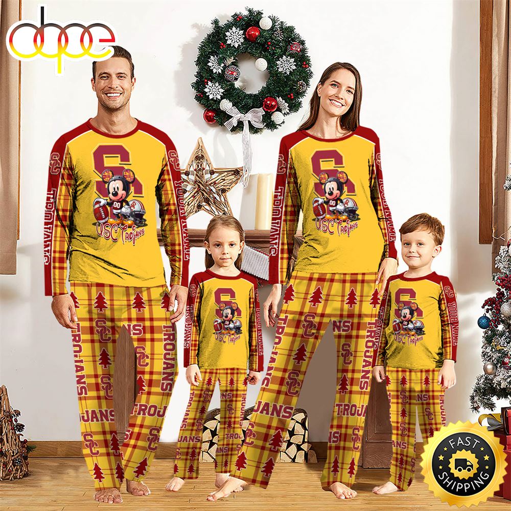 NCAA Mickey Mouse USC Trojans Pajamas Personalized Your Name dqc9dt