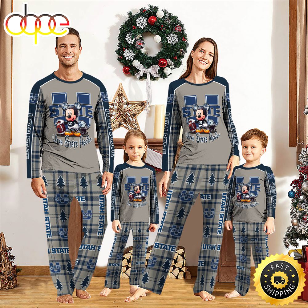 NCAA Mickey Mouse Utah State Aggies Pajamas Personalized Your Name ookndv
