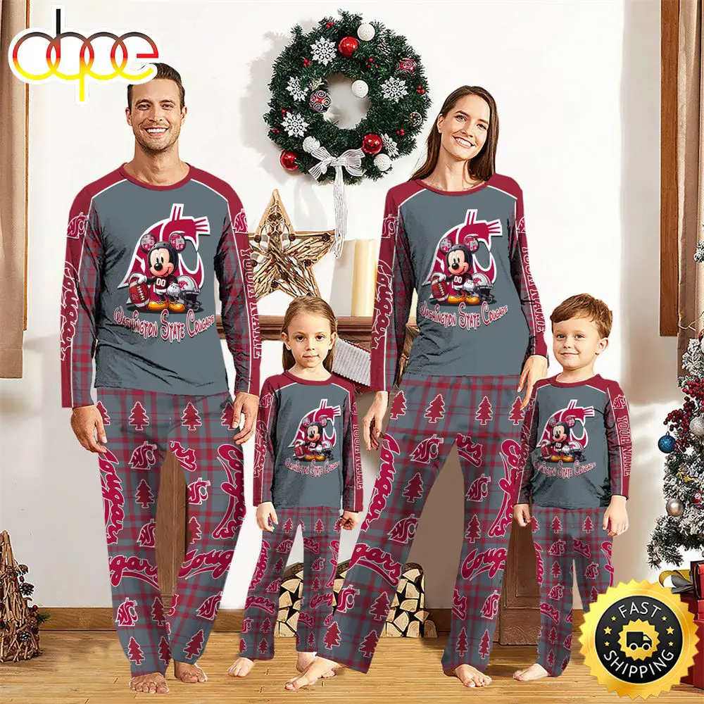 NCAA Mickey Mouse Washington State Cougars Pajamas Personalized Your Name c3qmal