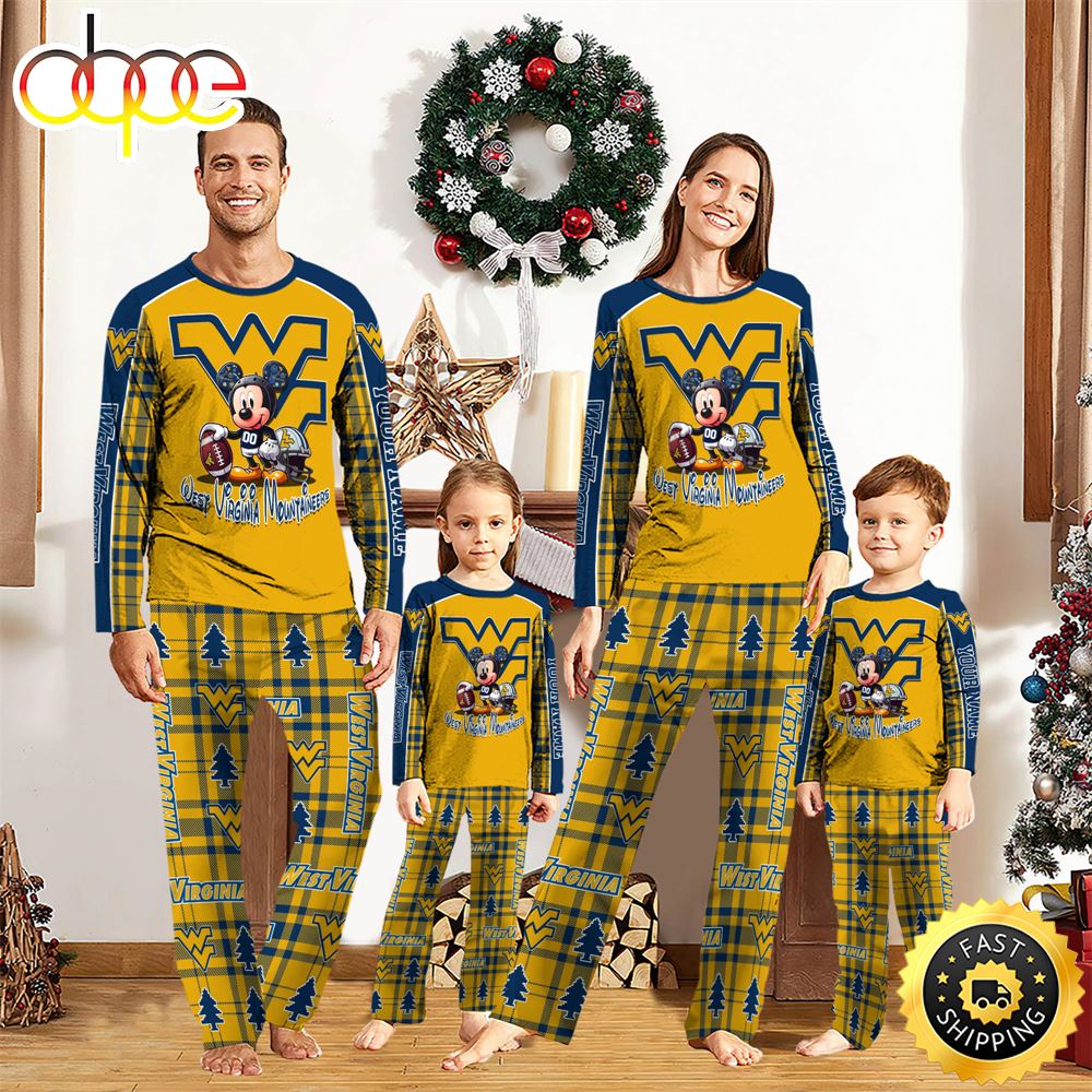 NCAA Mickey Mouse West Virginia Mountaineers Pajamas Personalized Your Name ych3ql