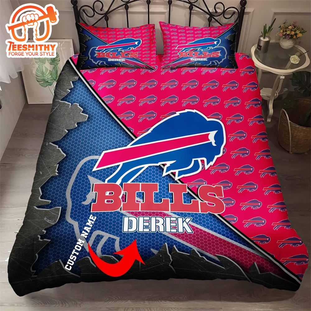 NFL Buffalo Bills Custom Name Royal Blue Red Bedding Set