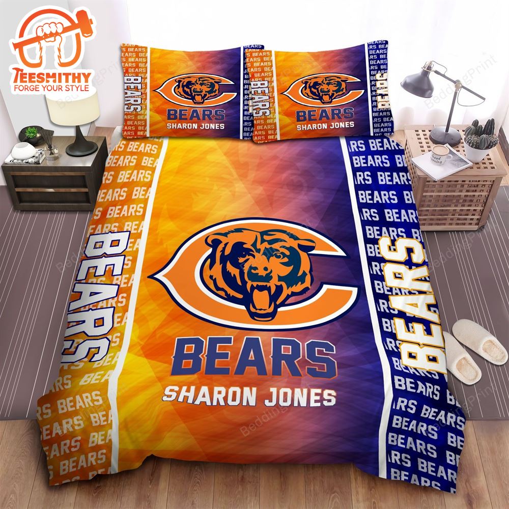 NFL Chicago Bears Custom Name Big Logo Bedding Set V2