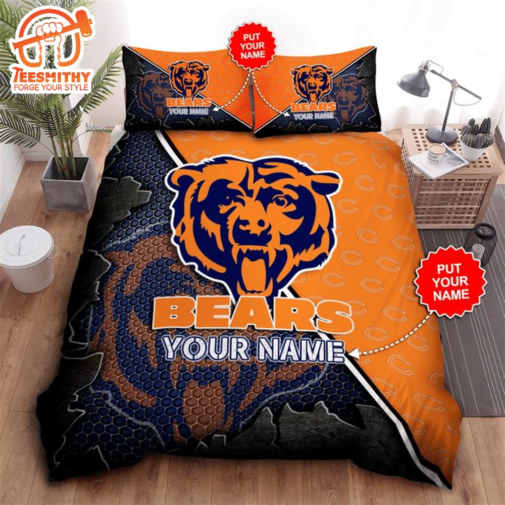 NFL Chicago Bears Custom Name Big Logo Bedding Set