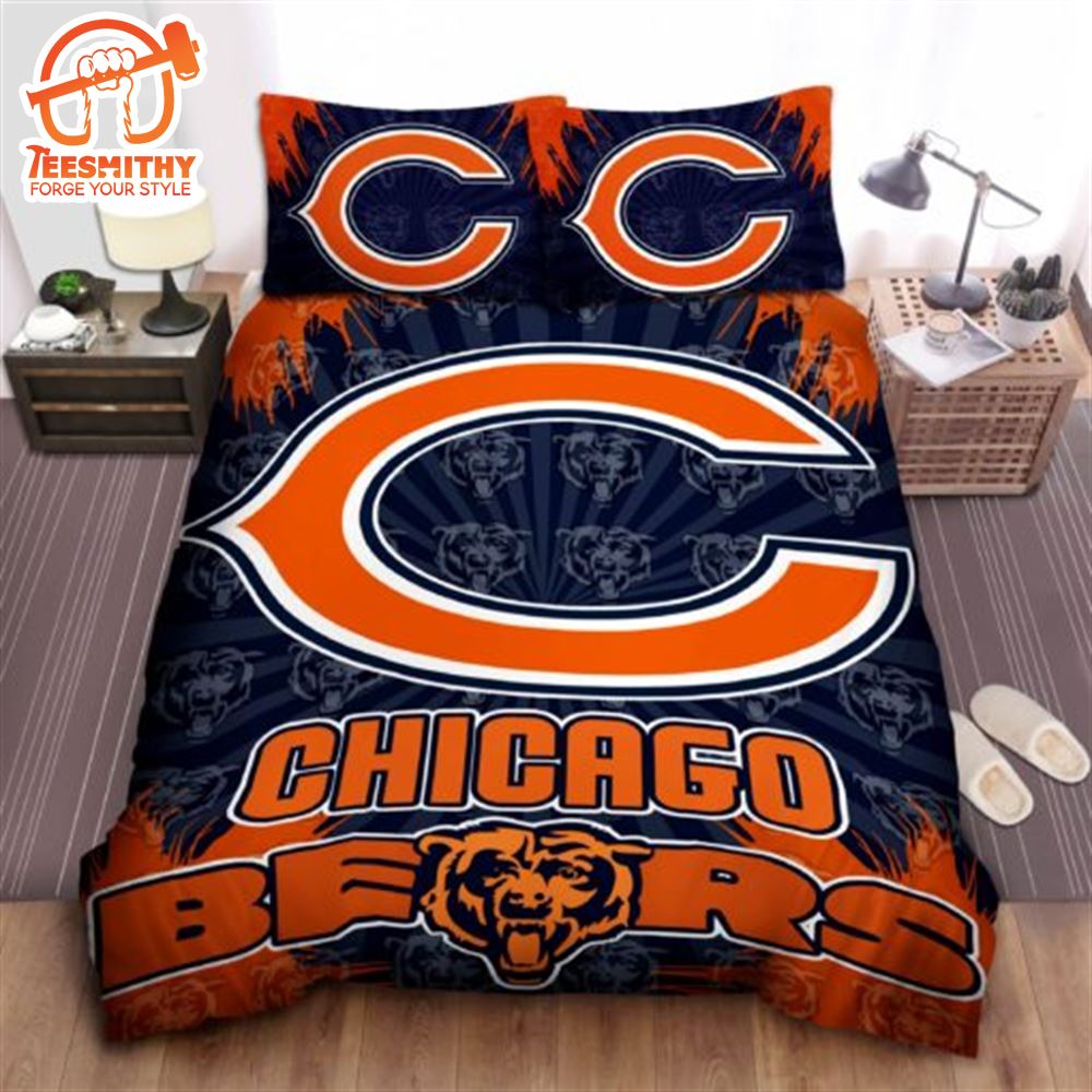 NFL Chicago Bears New Design In Dark Blue Bedding Set