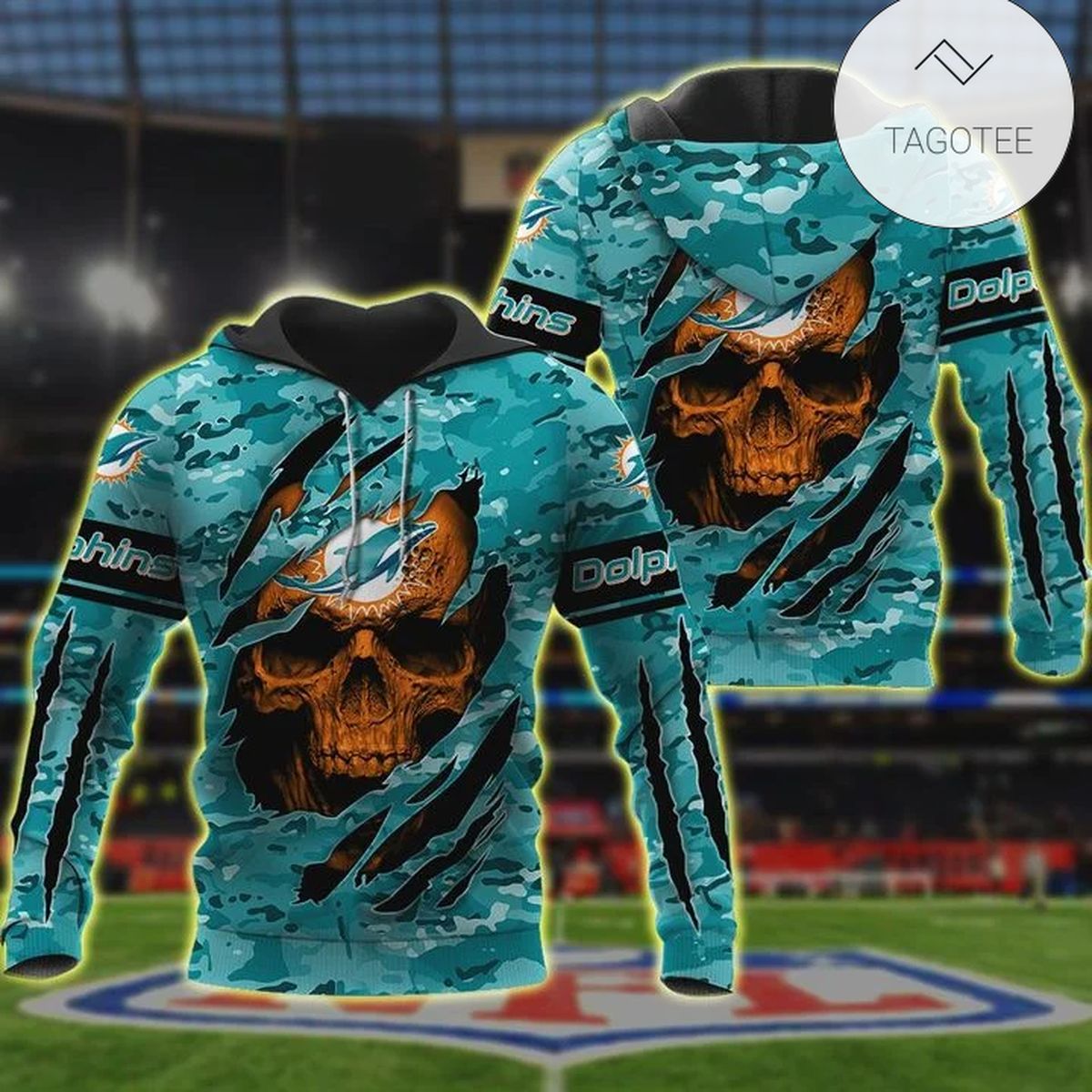 NFL Miami Dolphins 3D Hoodie Skull Lover