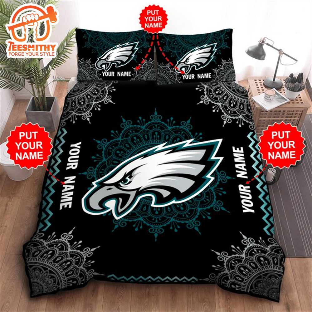 NFL Philadelphia Eagles Custom Name Dark Green Bedding Set