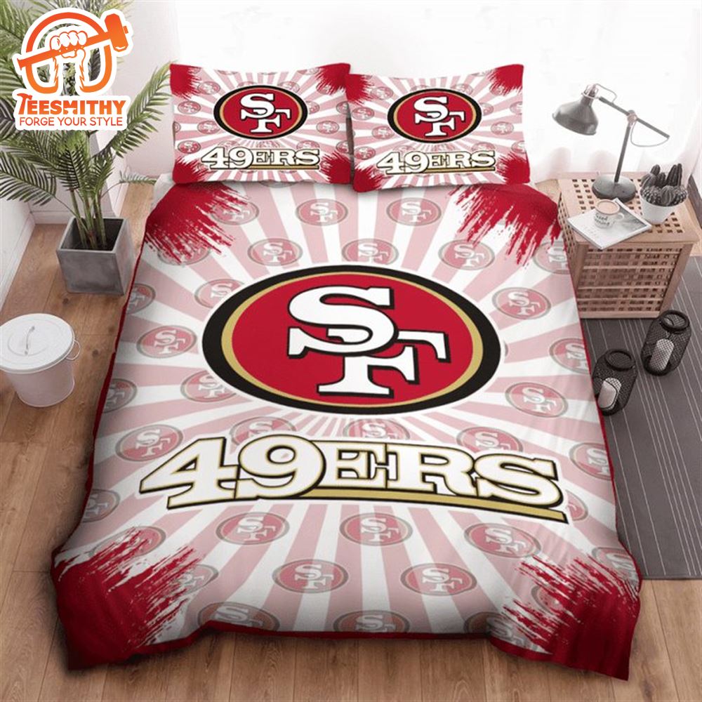 NFL San Francisco 49ers Logo White Red Bedding Set