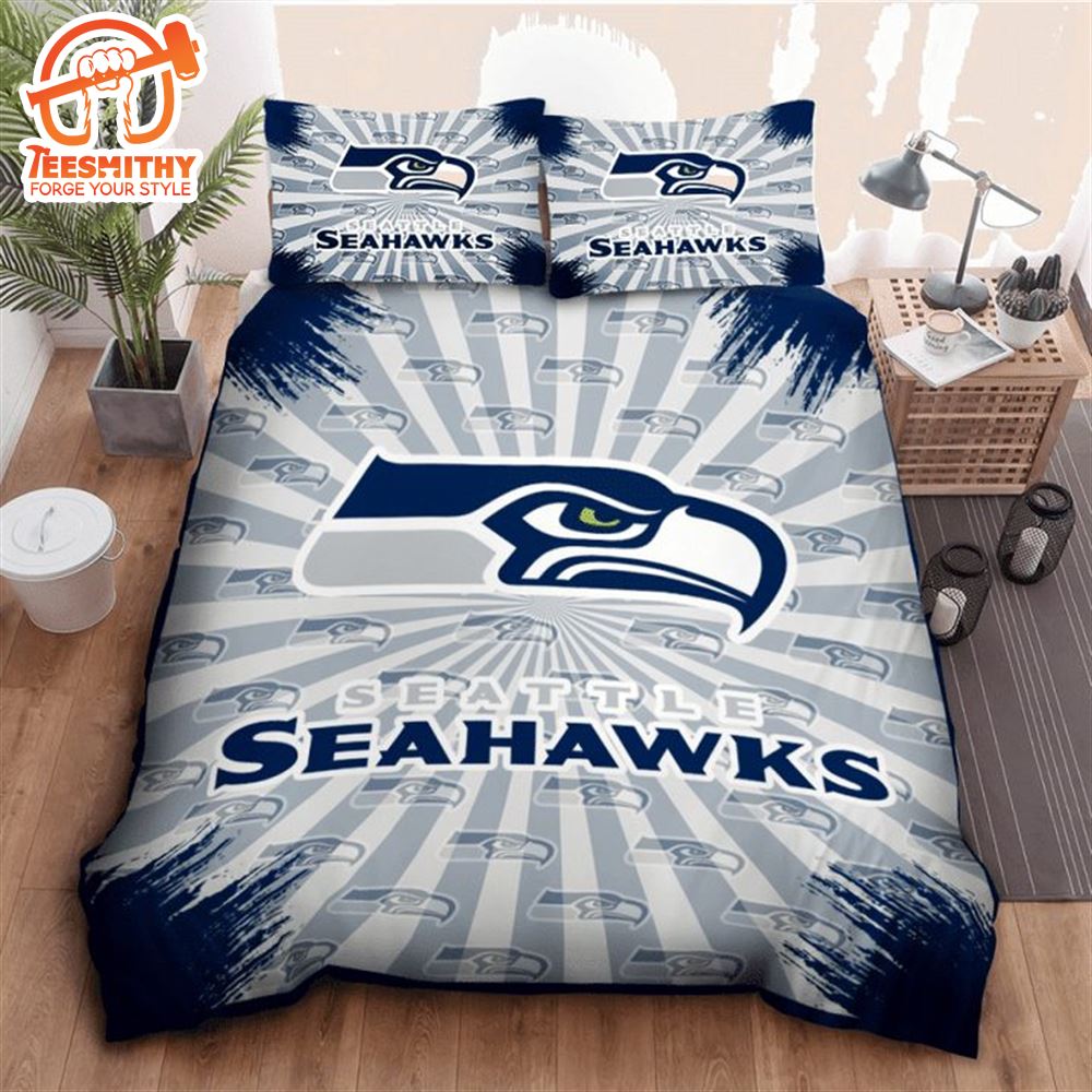 NFL Seattle Seahawks Grey Navy Bedding Set