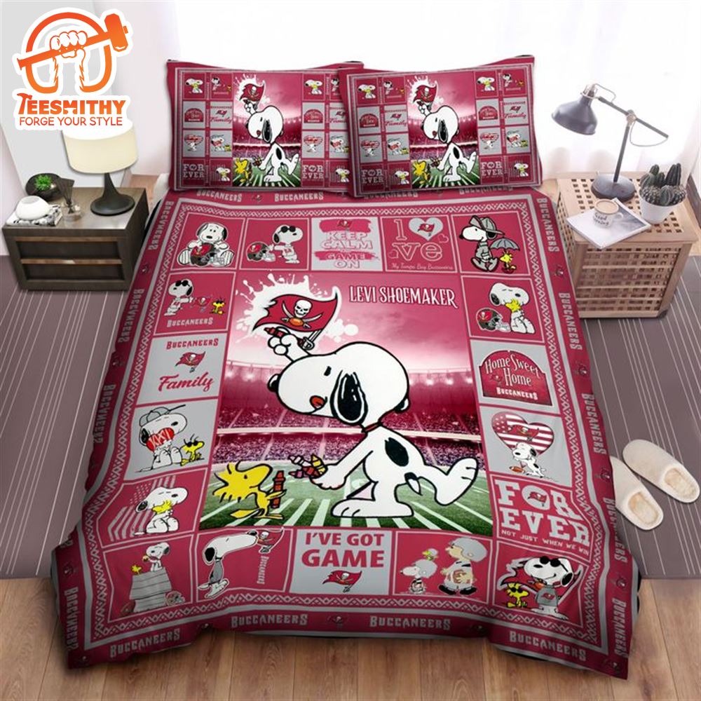 NFL Tampa Bay Buccaneers Custom Name Snoopy Bedding Set