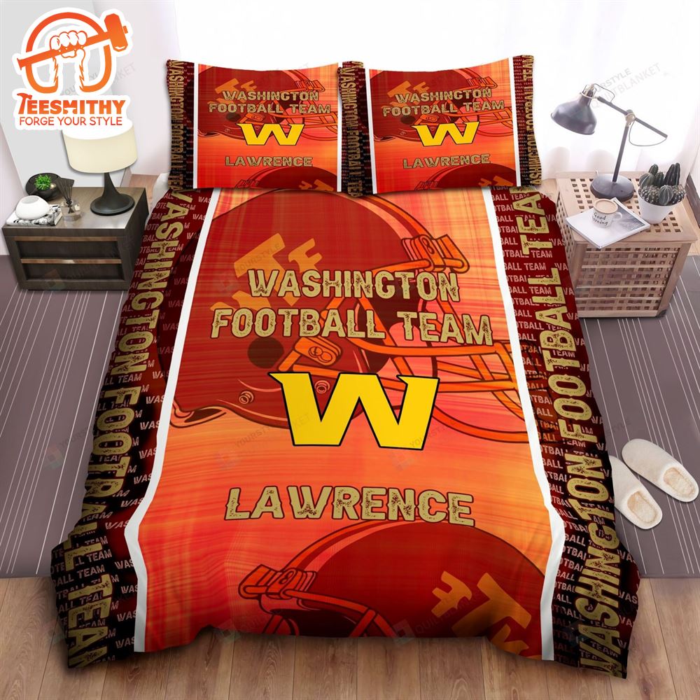 NFL Washington Commanders Custom Name Orange Big Helmet Bedding Set