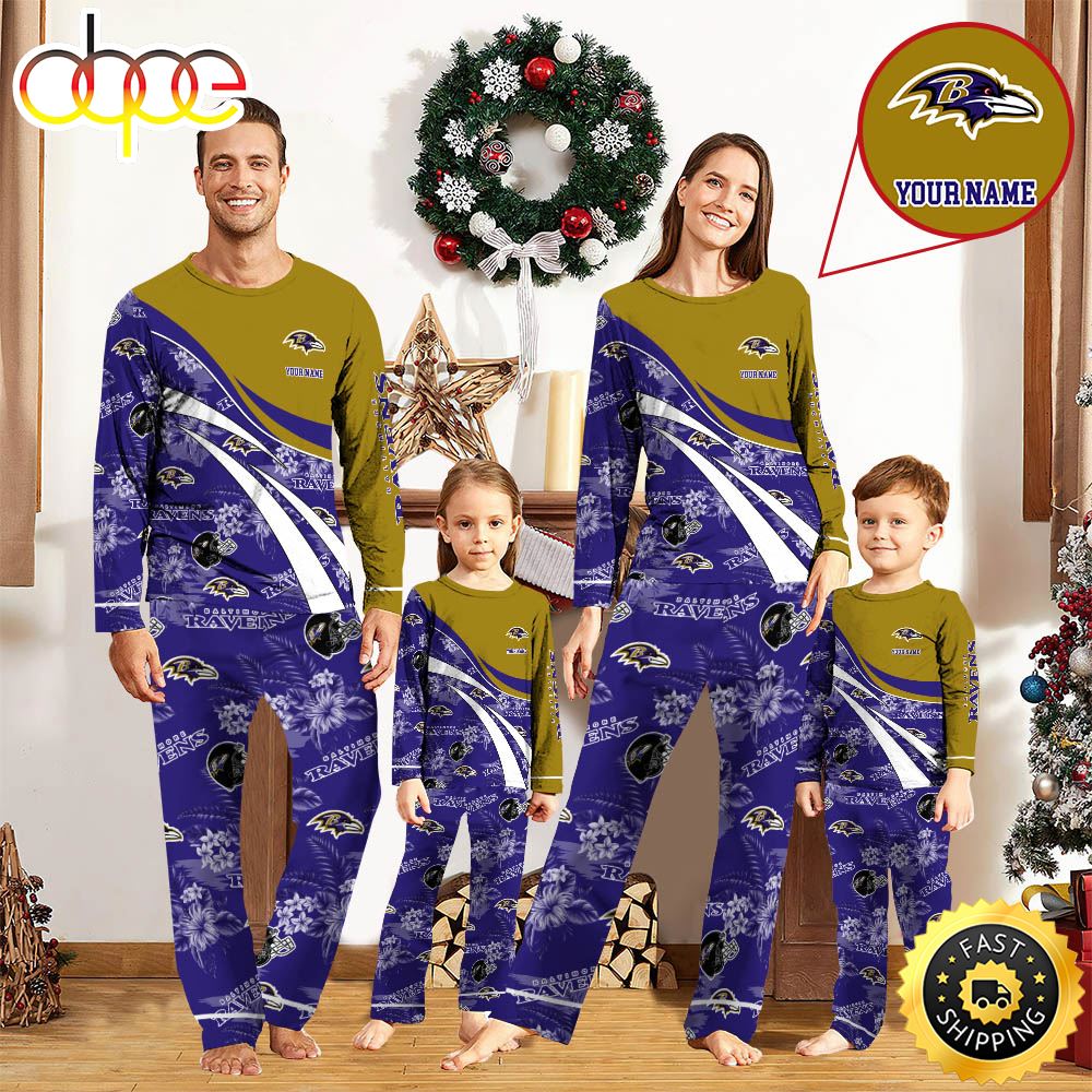 NFLBaltimore Ravens Pajamas Personalized Your Name Football Team Pajamas emjpzg