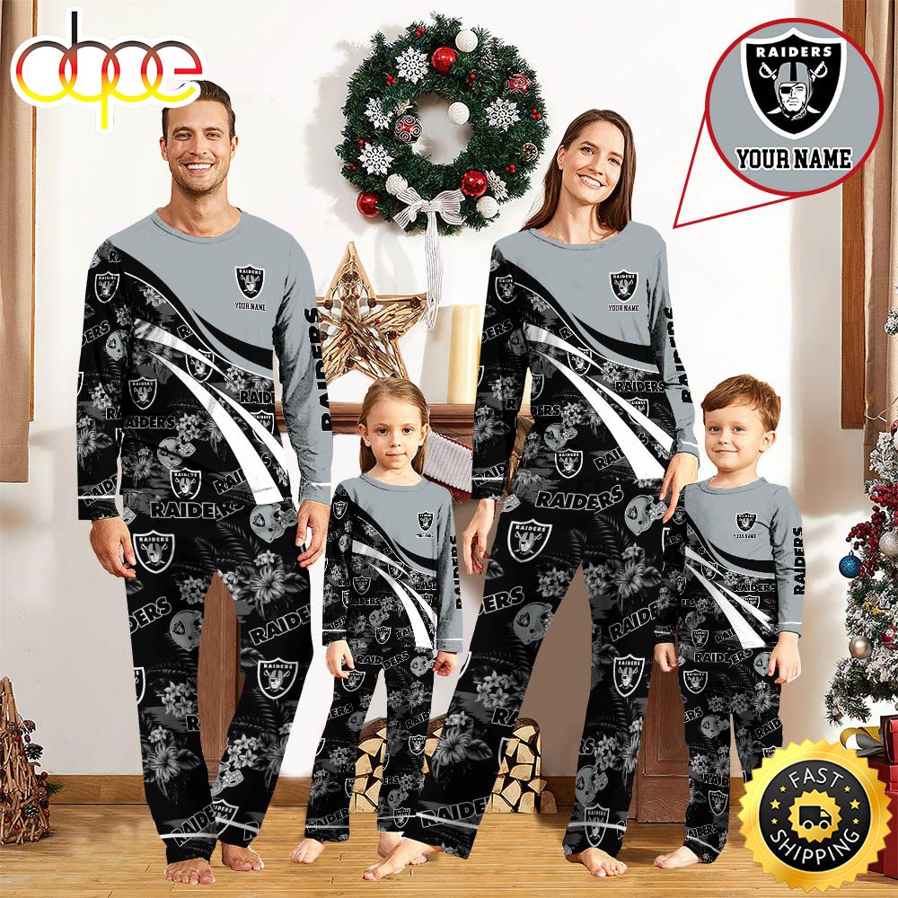 NFLLas Vegas Raiders Pajamas Personalized Your Name Football Team Pajamas jvqumm