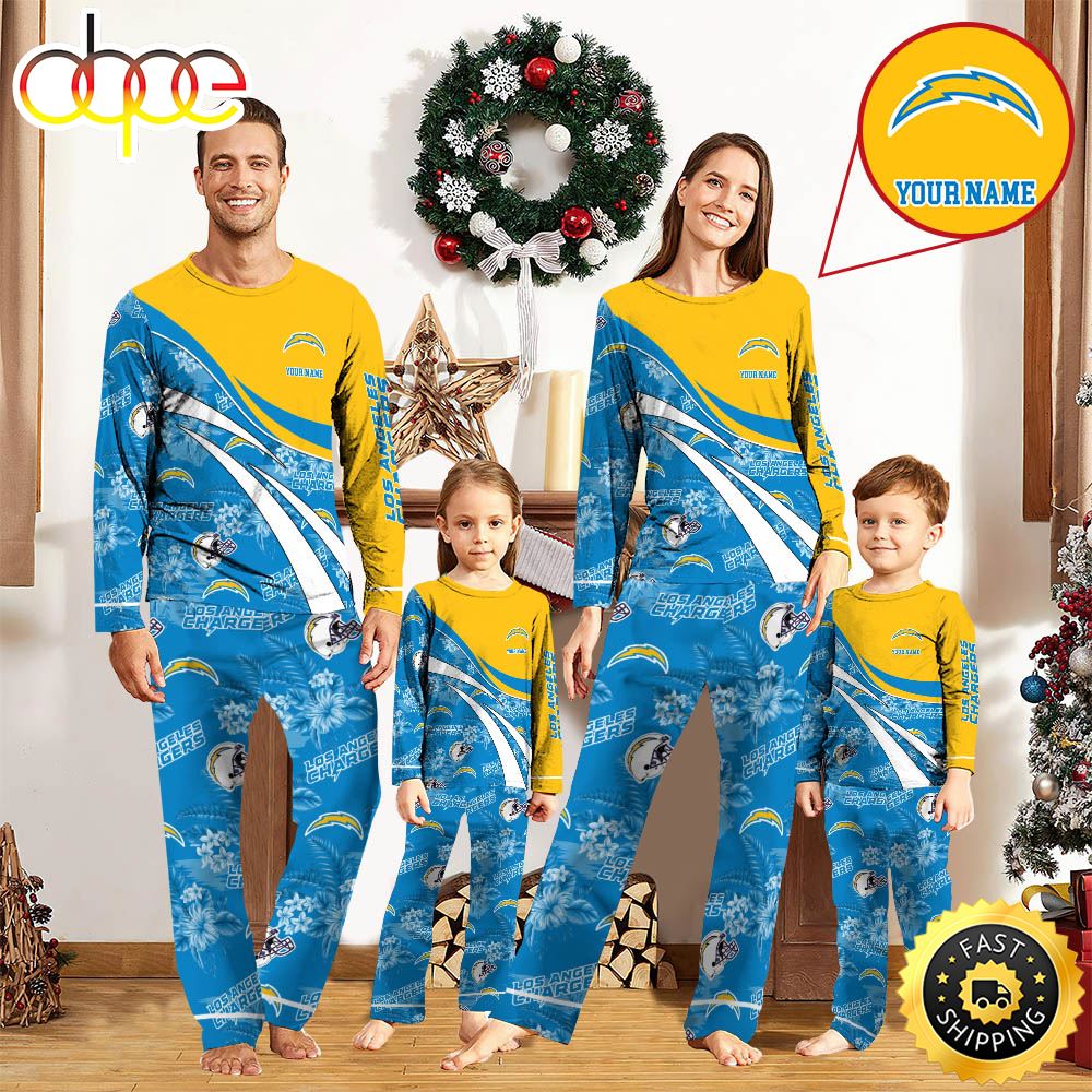 NFLLos Angeles Chargers Pajamas Personalized Your Name Football Team Pajamas xv14xt