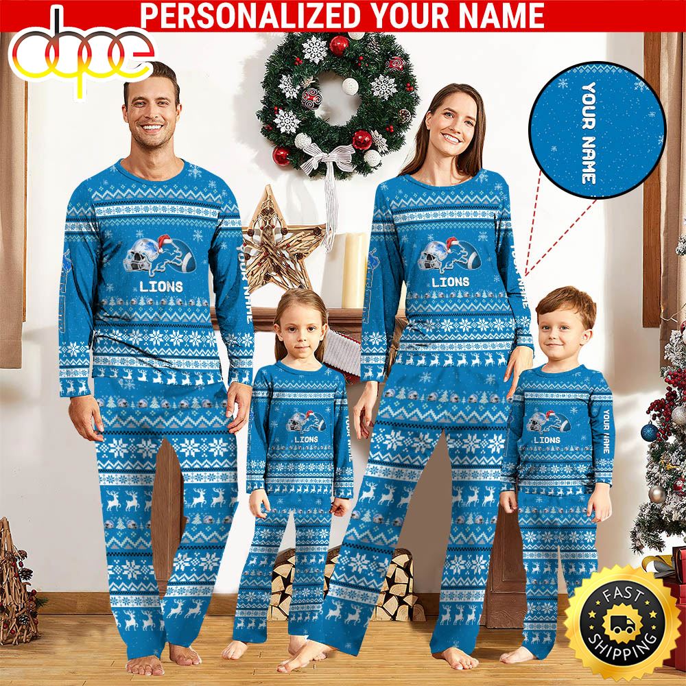 NFL Detroit Lions Team Pajamas Personalized Your Name wqwkpy