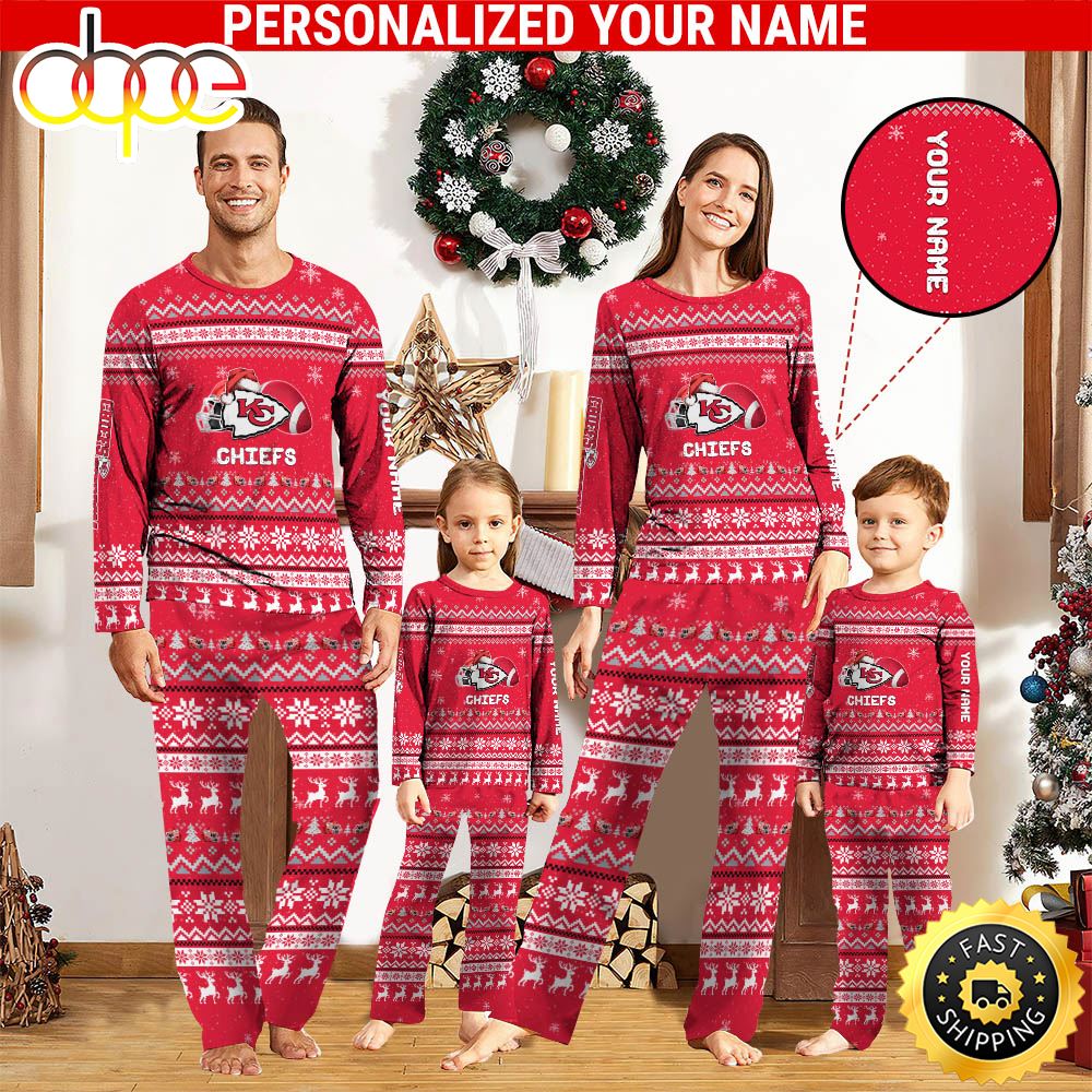 NFL Kansas City Chiefs Team Pajamas Personalized Your Name uhpv2v