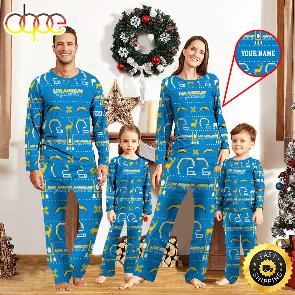 NFL Los Angeles Chargers Sport Pajamas Custom Your Name fxebng