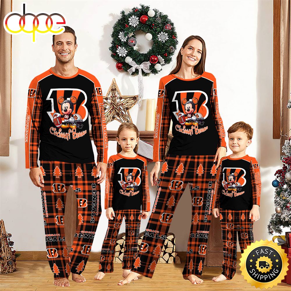 NFL Mickey Mouse Cincinnati Bengals Pajamas Personalized Your Name y5ljfo