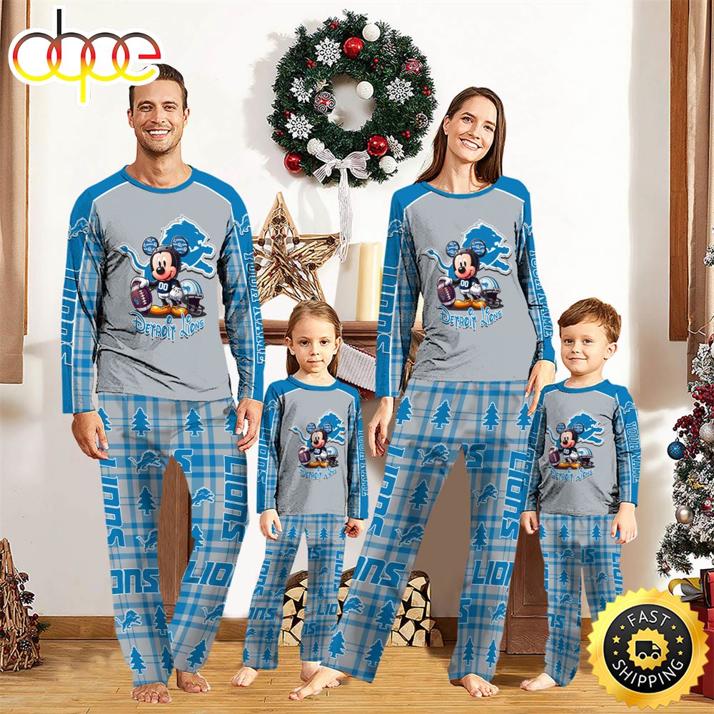 NFL Mickey Mouse Detroit Lions Pajamas Personalized Your Name o2ptrk