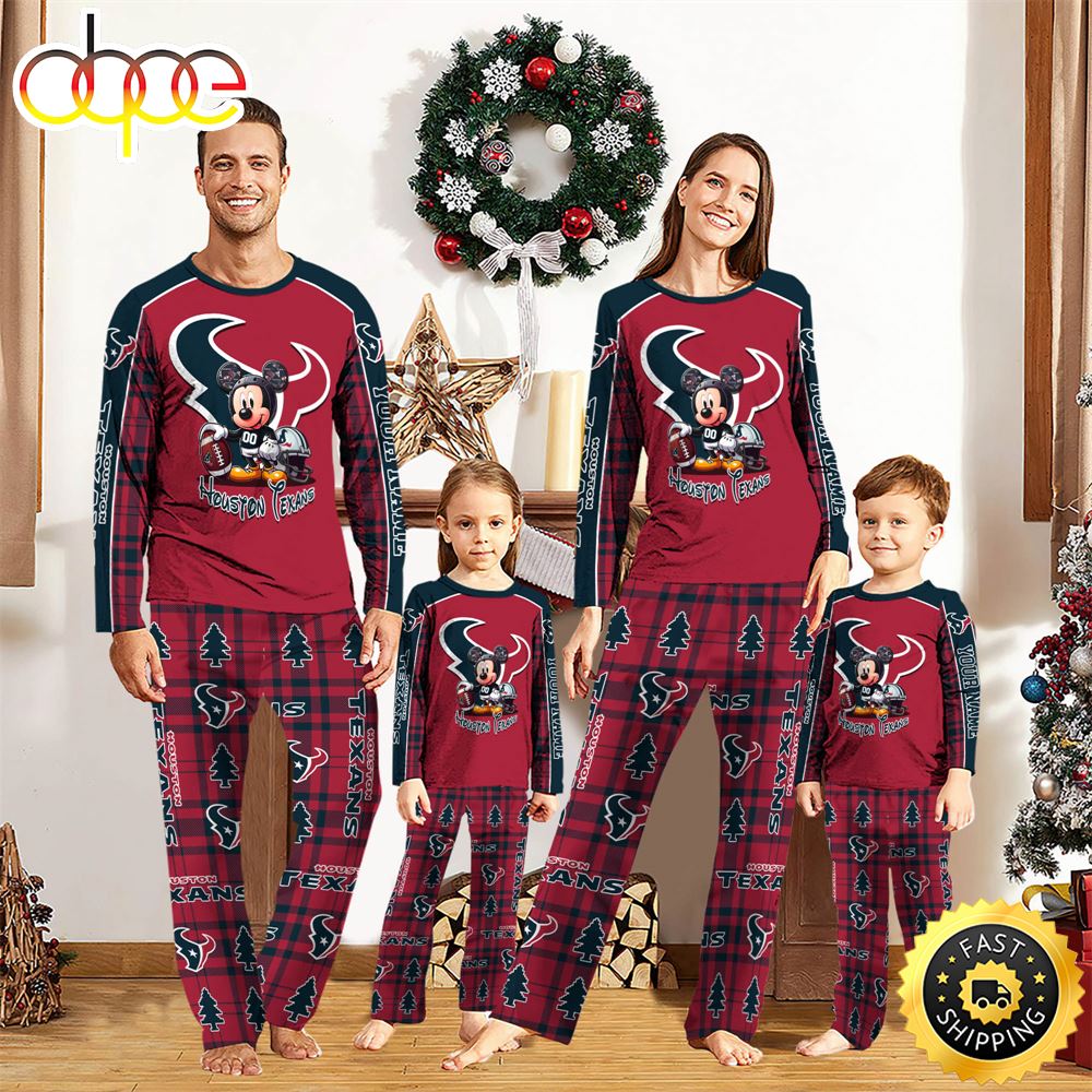 NFL Mickey Mouse Houston Texans Pajamas Personalized Your Name z9x3dc