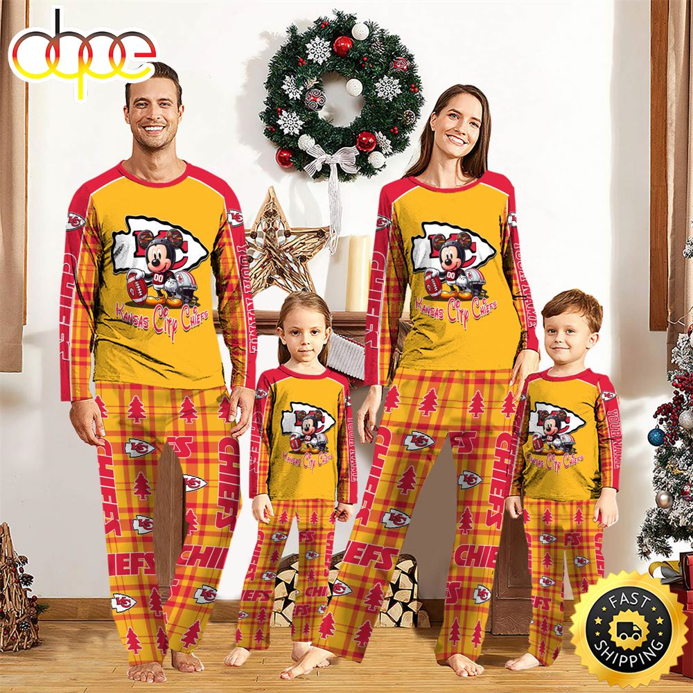 NFL Mickey Mouse Kansas City Chiefs Pajamas Personalized Your Name xuafaw