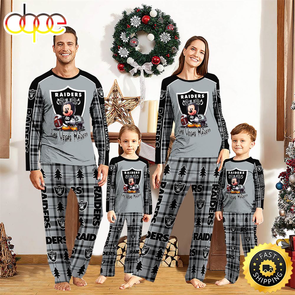 NFL Mickey Mouse Las Vegas Raiders Pajamas Personalized Your Name lbkfhe