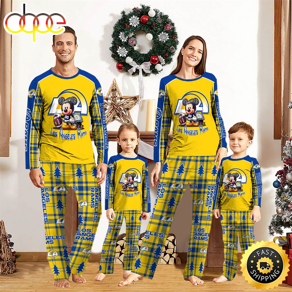 NFL Mickey Mouse Los Angeles Rams Pajamas Personalized Your Name ugfthp