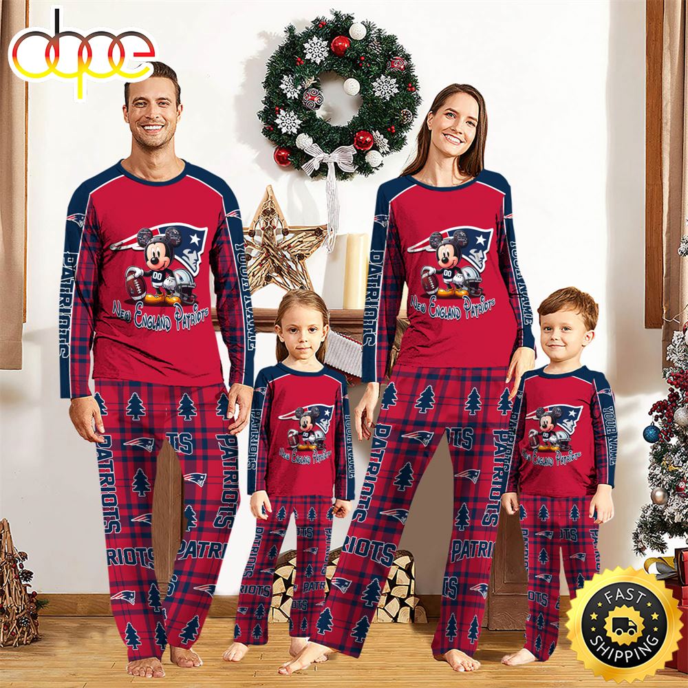 NFL Mickey Mouse New England Patriots Pajamas Personalized Your Name akre3m