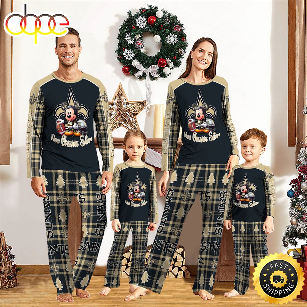 NFL Mickey Mouse New Orleans Saints Pajamas Personalized Your Name ybx4sh