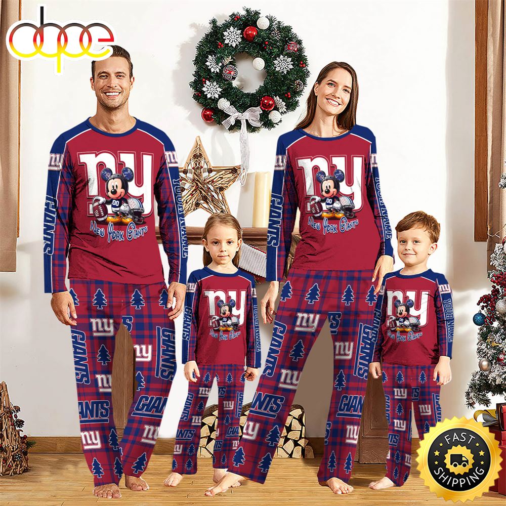 NFL Mickey Mouse New York Giants Pajamas Personalized Your Name daztv3