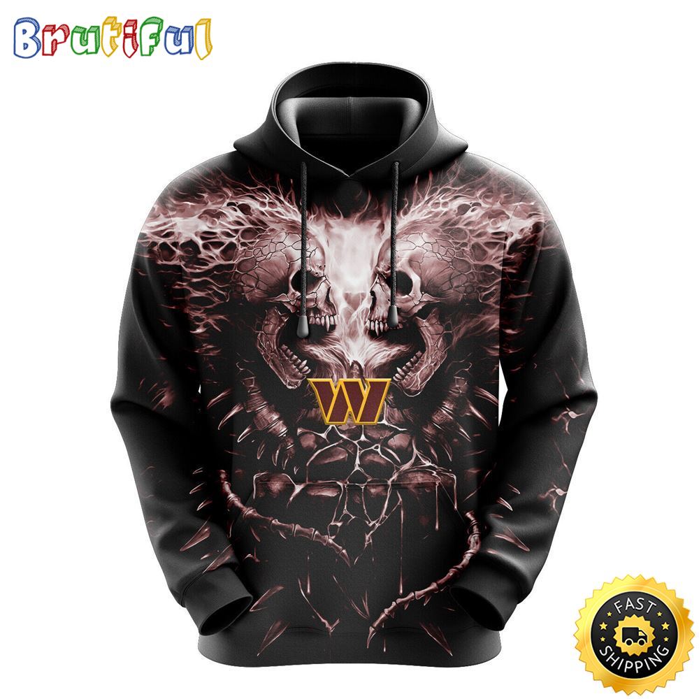 NFL Washington Commanders 3D Hoodie All Over Print Skull Game Day Essential yp9fvm