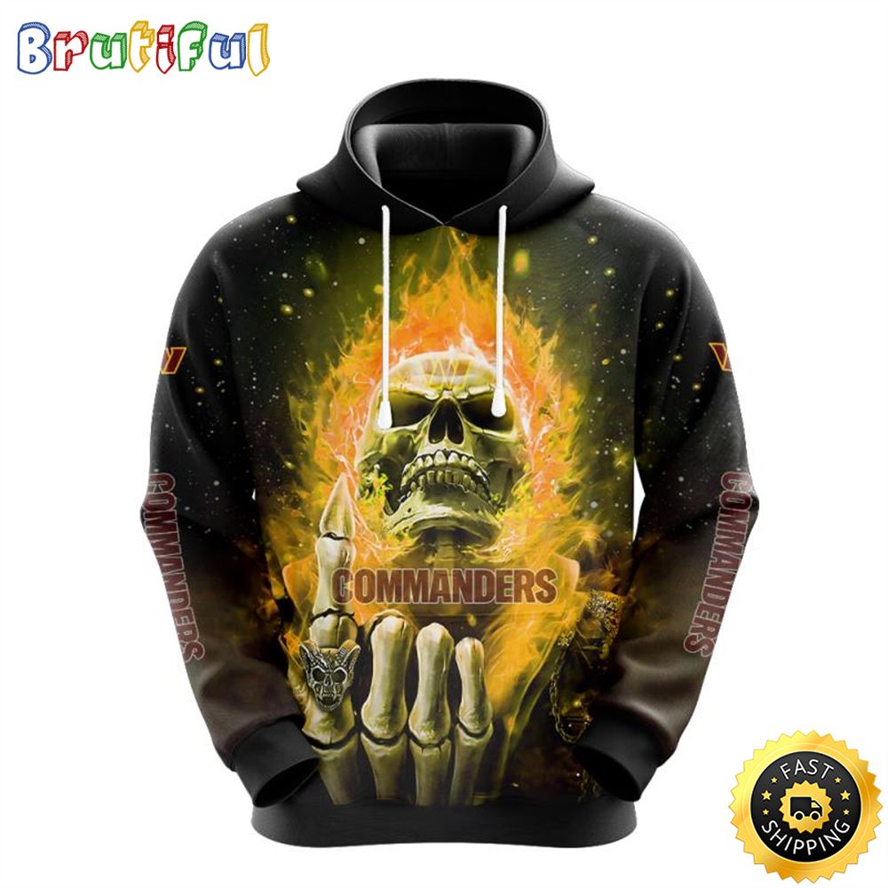 NFL Washington Commanders 3D Hoodie All Over Print Skull Show Your Team Spirit ejzydc