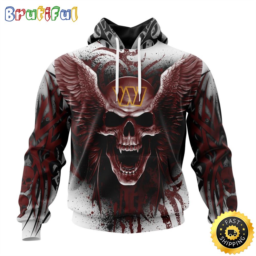 NFL Washington Commanders 3D Hoodie All Over Print Special Kits With Skull Unite In Team Colors 1 jiyeo5