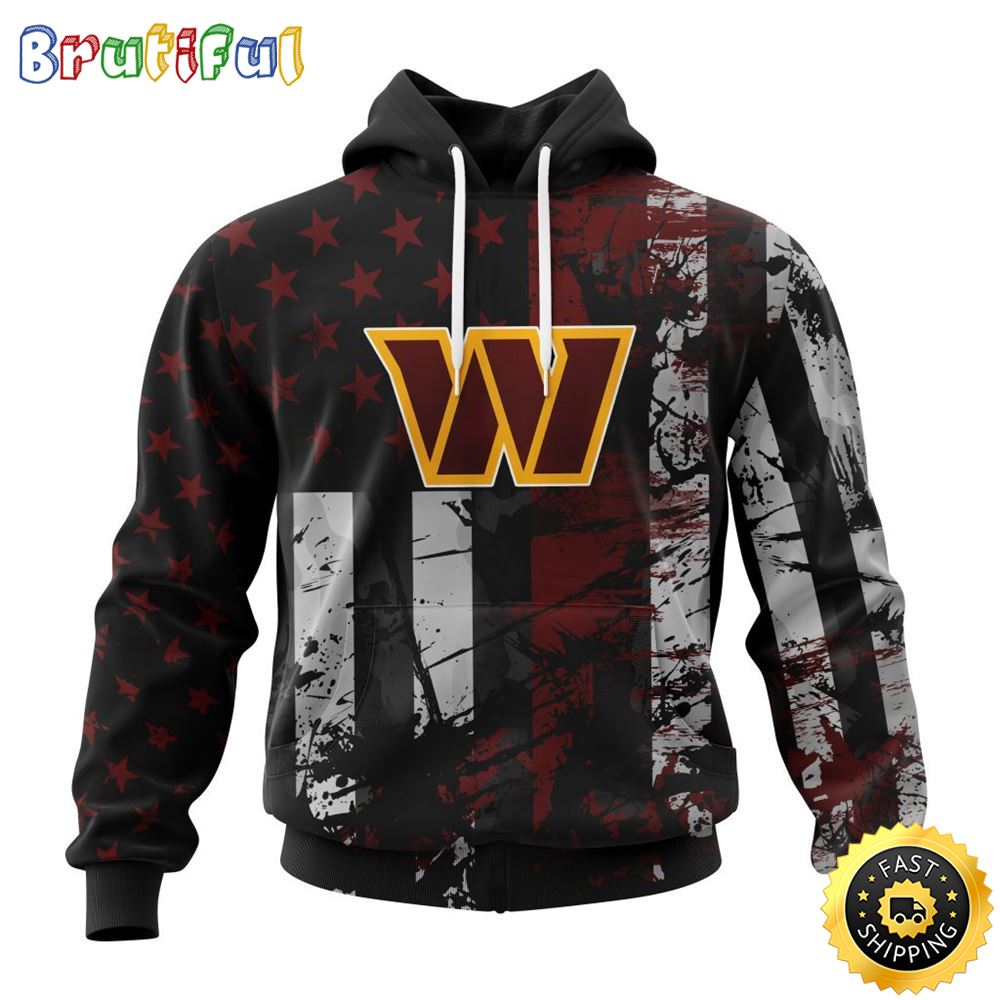 NFL Washington Commanders 3D Hoodie Classic Grunge American Flag Stylish Warmth For Fans 1 fhafqh