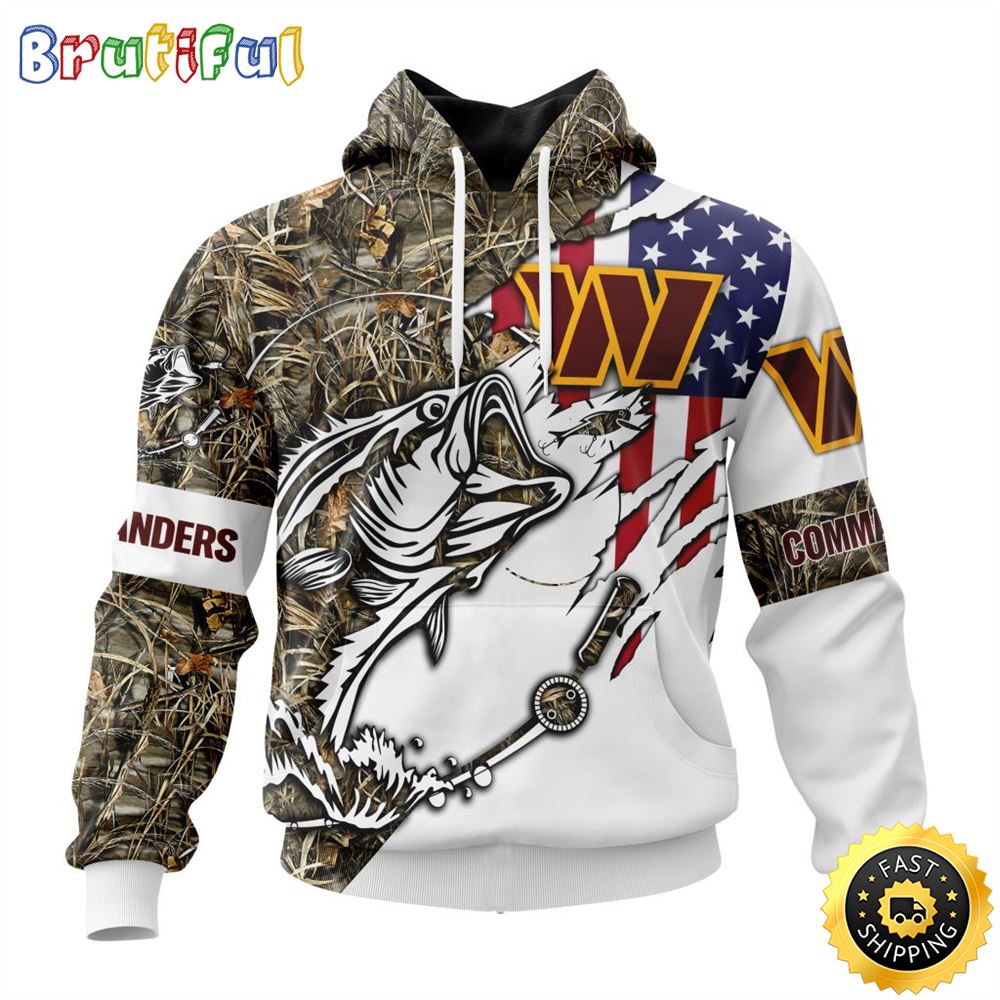 NFL Washington Commanders All Over Print 3D Hoodie Fishing With Flag Of The United States Unisex Hoodie 1 jhrt0u