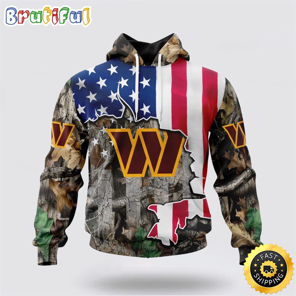 NFL Washington Commanders All Over Print 3D Hoodie USA Flag Camo Realtree Hunting Unique And Eye Catching 1 lzi8ub