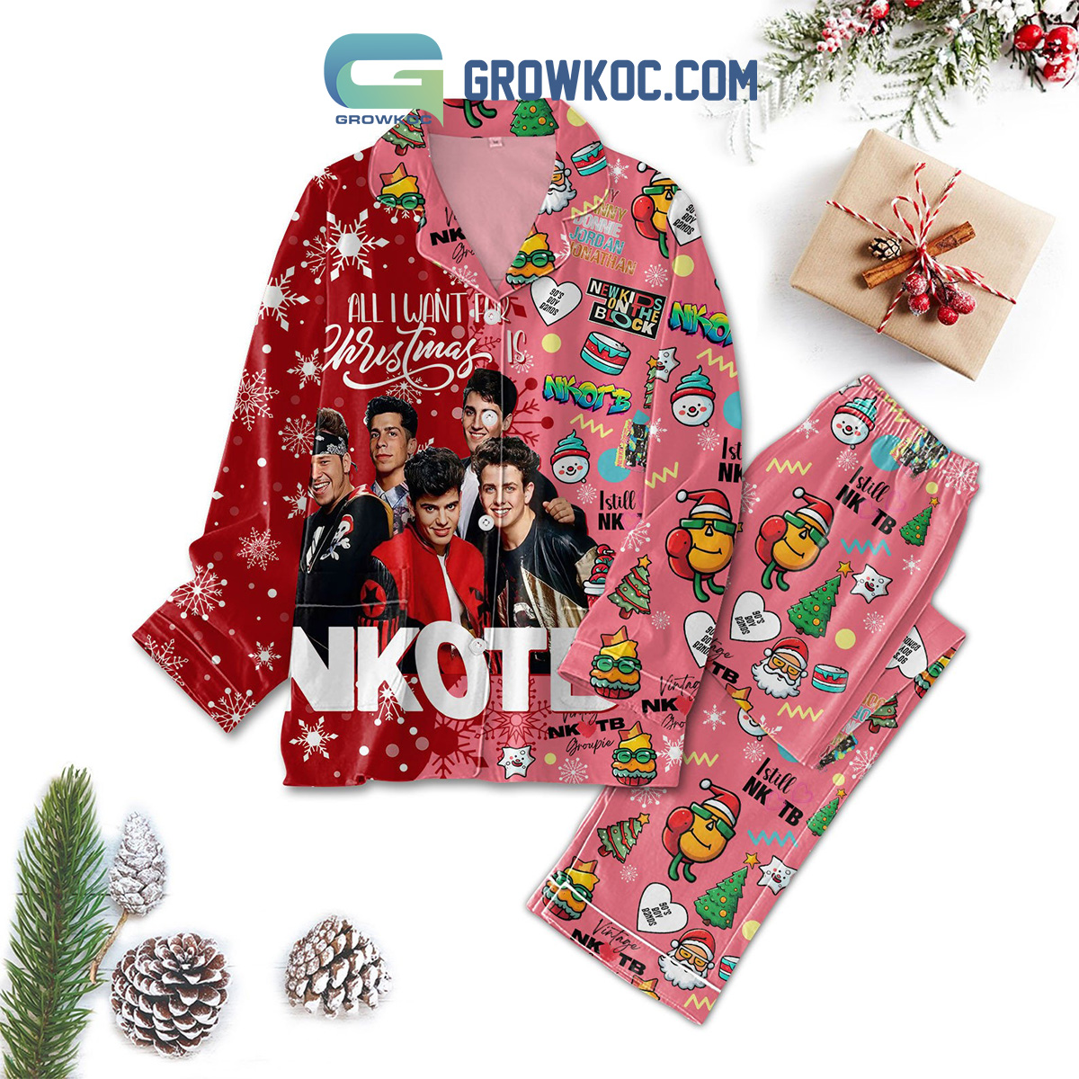 NKOTB All I Want For Christmas Is New Kids On The Block Pajamas Set2B1 t5xWX